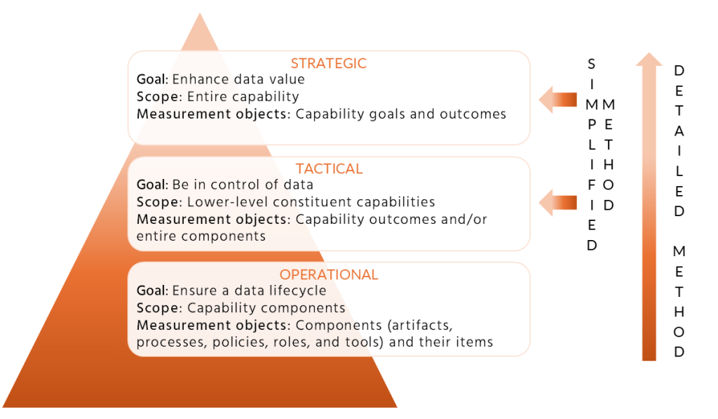 Figure 3: Methods to measure DM maturity at different organizational levels.